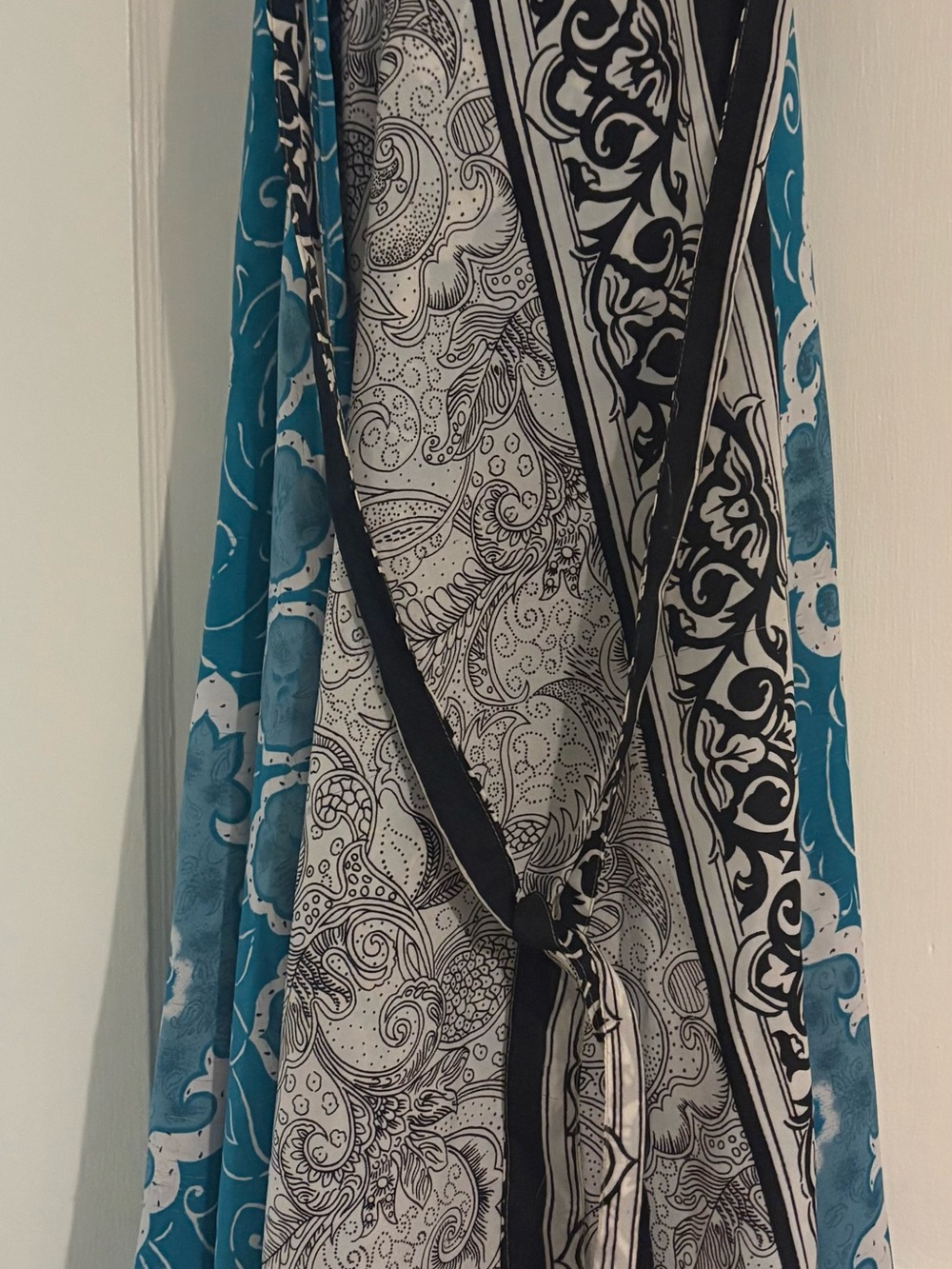 Flowy Teal and Black Maxi Dress with Paisley Detail